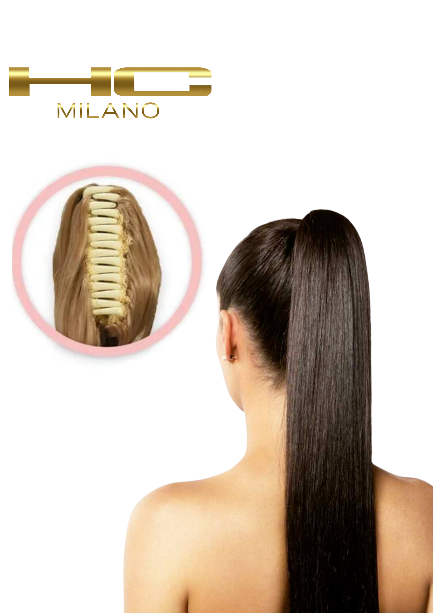 HC MILANO CODA LISCIA BEATRICE CON PINZA 70CM