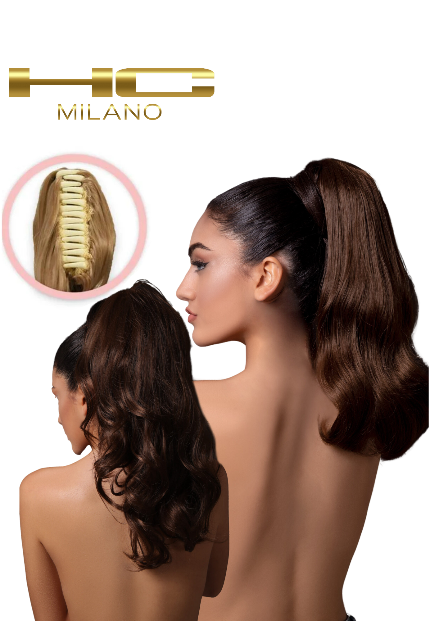 HC MILANO CODA DOUBLE FACE MANUELA CON PINZA 35/40CM