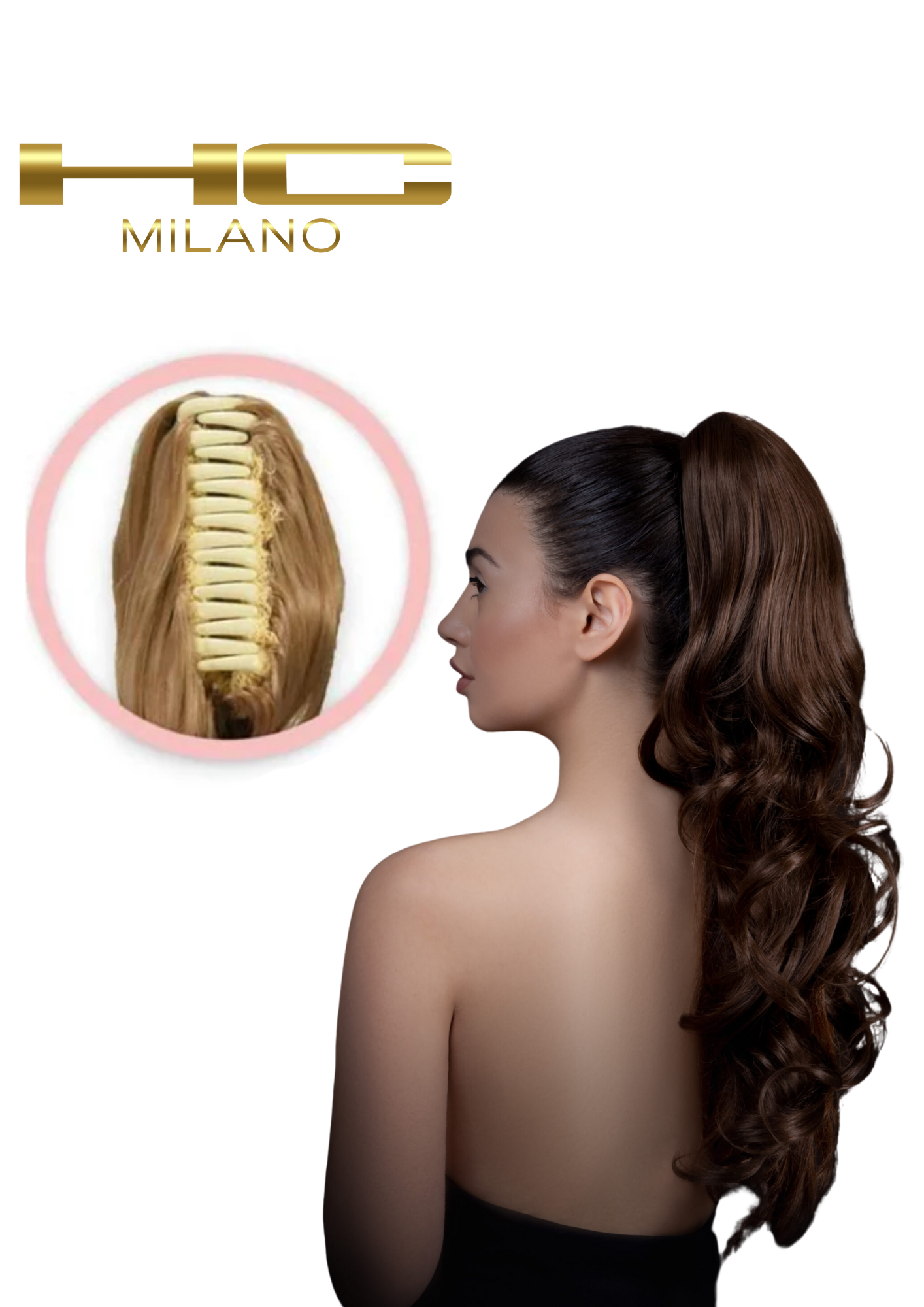 HC MILANO CODA MOSSA VIVIANA CON PINZA 55CM