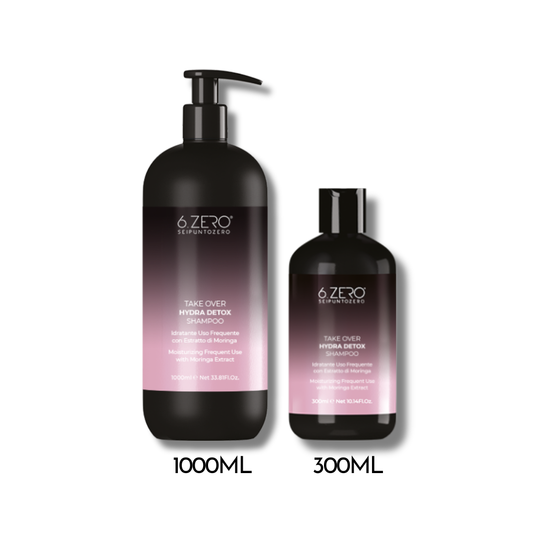 6.ZERO TAKE OVER HYDRA DETOX- SHAMPOO IDRATANTE PER USO FREQUENTE 1000ML/300ML