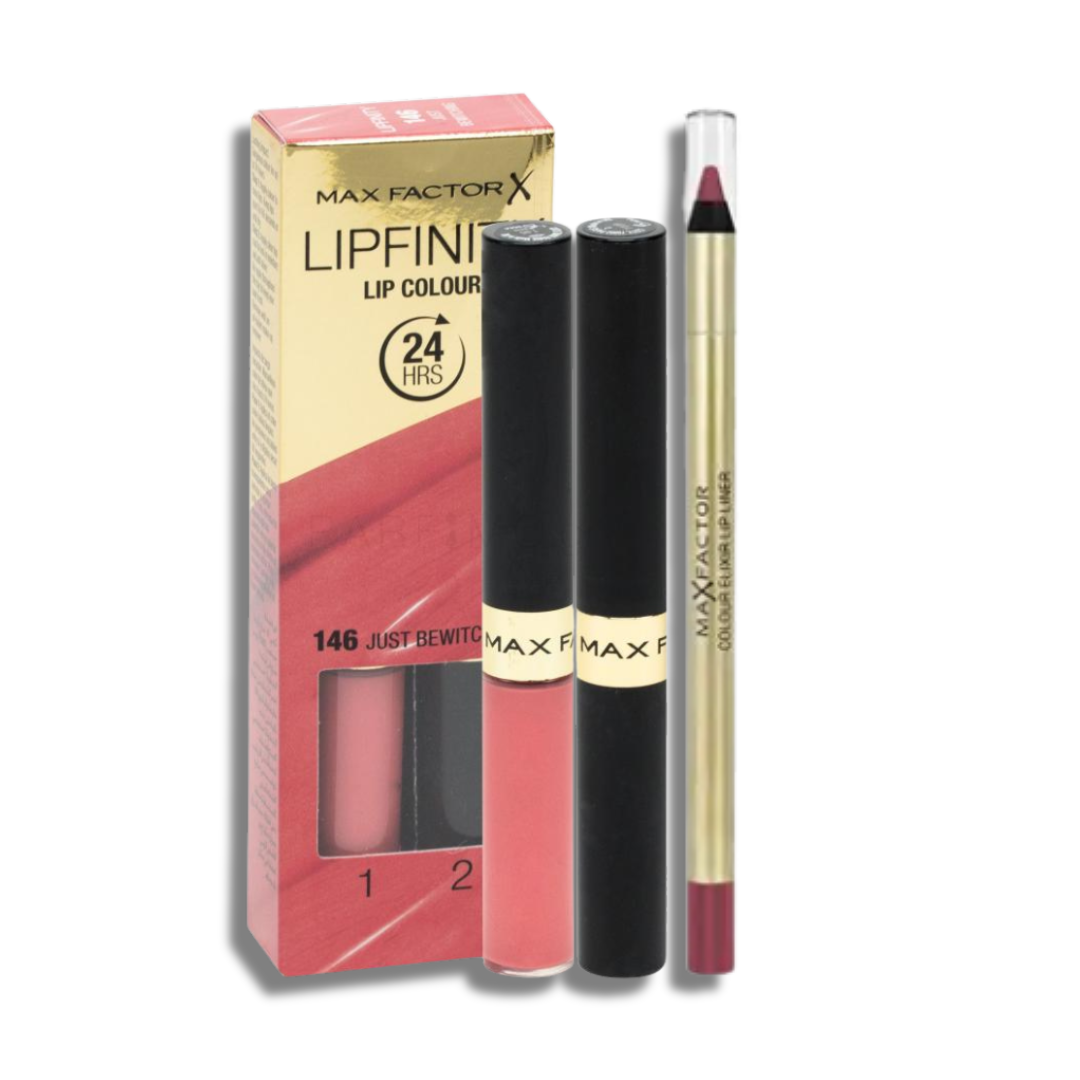 KIT MAX FACTOR LIP INFINITY 146 JUST + MAT LIP LINER 04 PINK PRINCESS